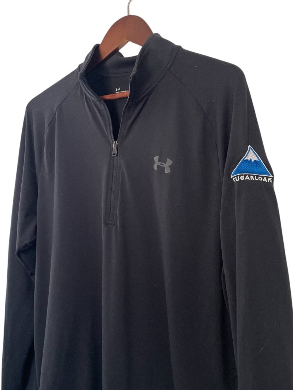Under Armour Sugarloaf Mountain 1/4 Zip Pullover Top Large L Black Maine Skiing